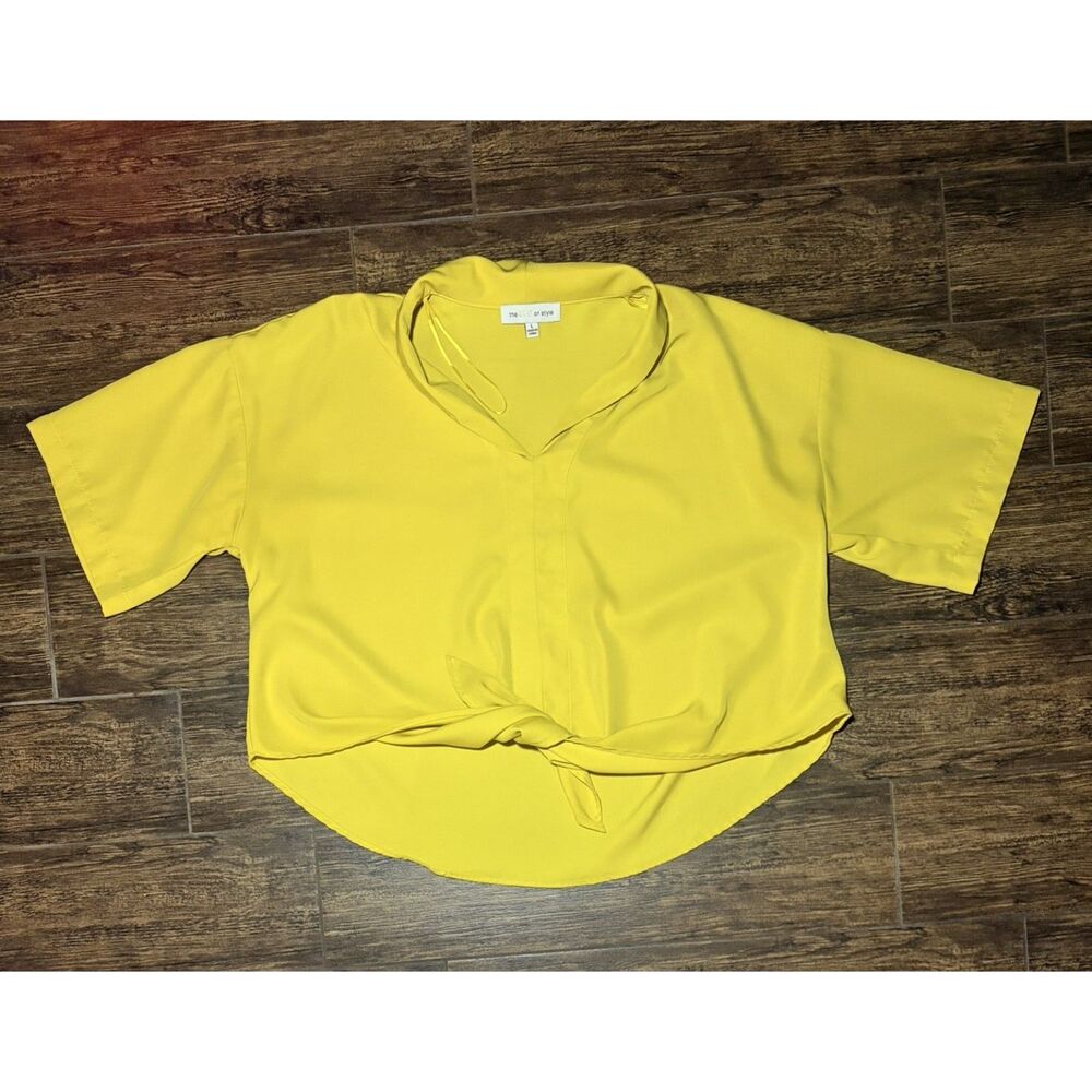 The Line of Style Mustard Wrap-Tie Blouse - L